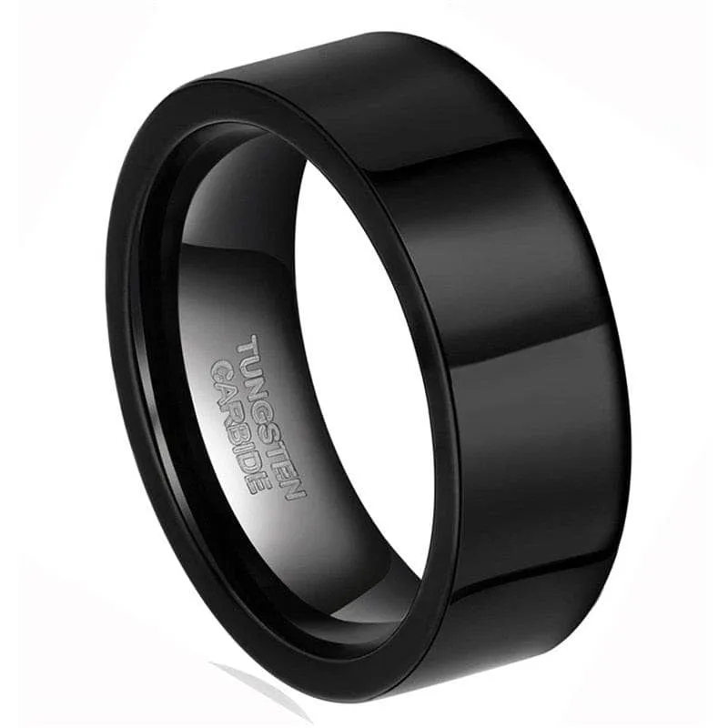 Black Flat Tungsten Carbide Men's Wedding Band