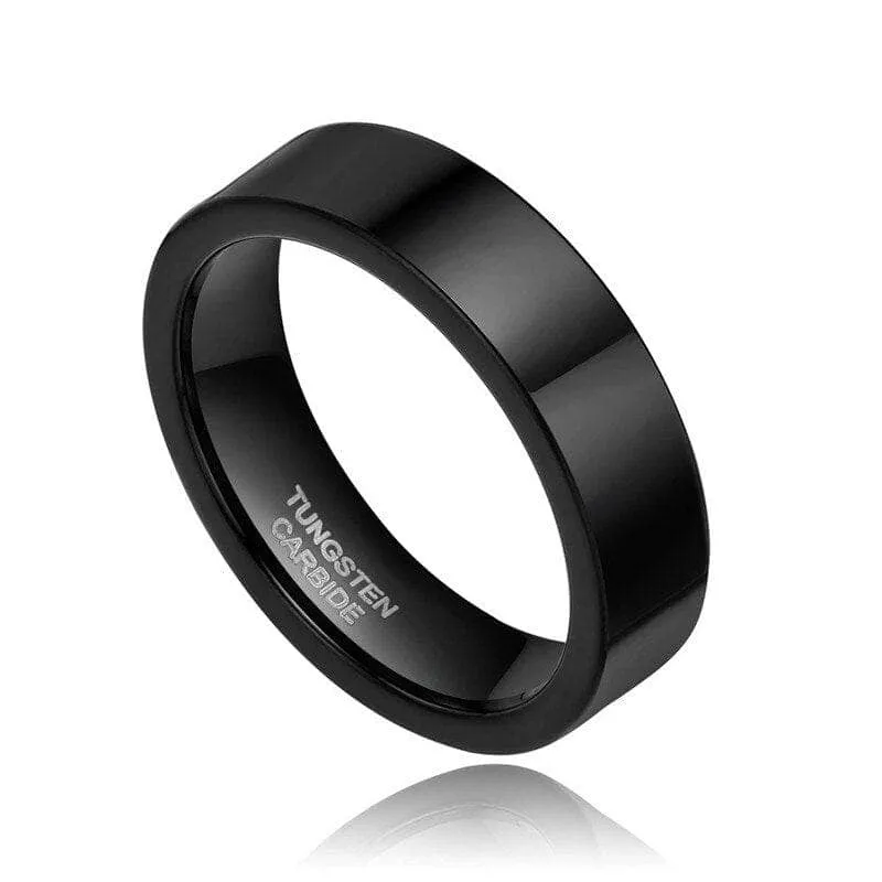 Black Flat Tungsten Carbide Men's Wedding Band