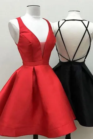Black Red Little Homecoming Dress, Cheap Short Prom Dresses, Party Dress, MH130