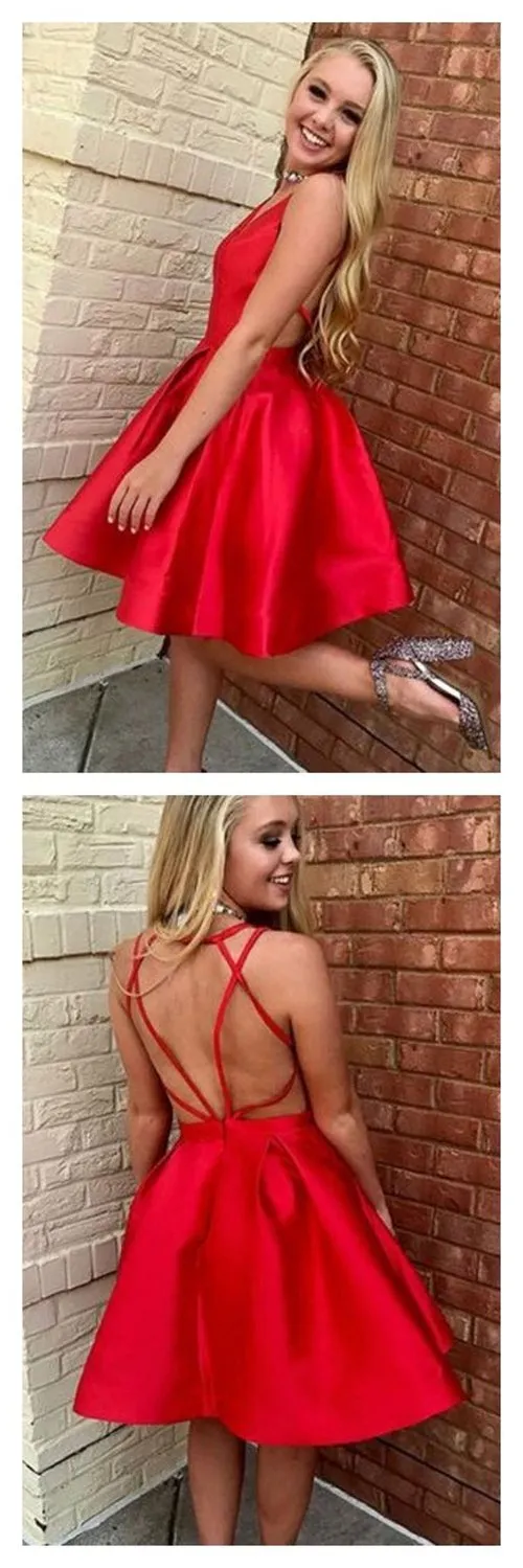 Black Red Little Homecoming Dress, Cheap Short Prom Dresses, Party Dress, MH130