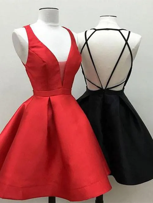 Black Red Little Homecoming Dress, Cheap Short Prom Dresses, Party Dress, MH130