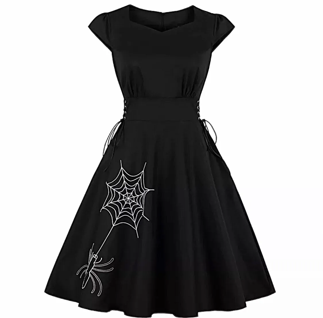 Black Spiderweb & Spider Novelty Dress