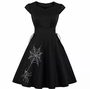 Black Spiderweb & Spider Novelty Dress