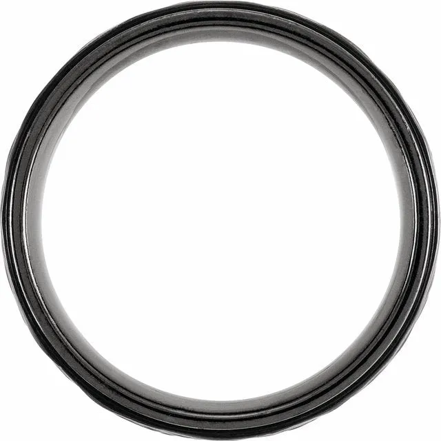 Black Titanium 8 mm Grooved Flat Edge Band
