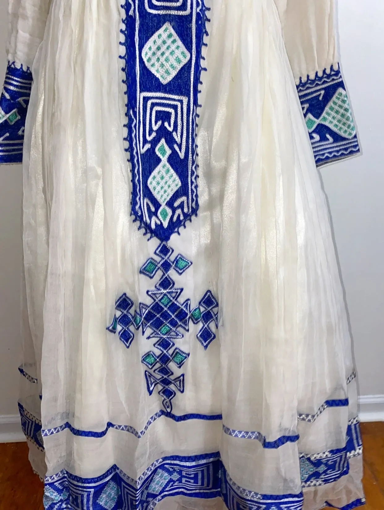 Blue Ethiopian Dress, Gondar Style Zuria Habesha Kemis, Matching Couple’s Set Traditional Clothes