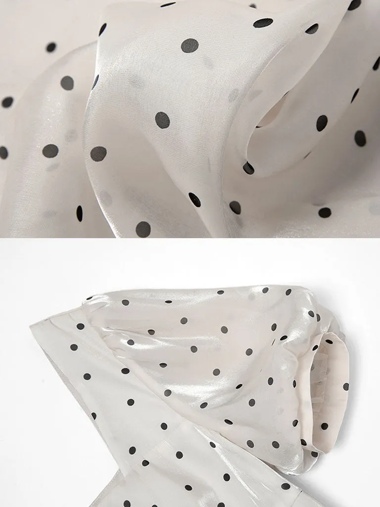 Blue Polka Dots Puff Sleeve Vintage Style 1950S Dress