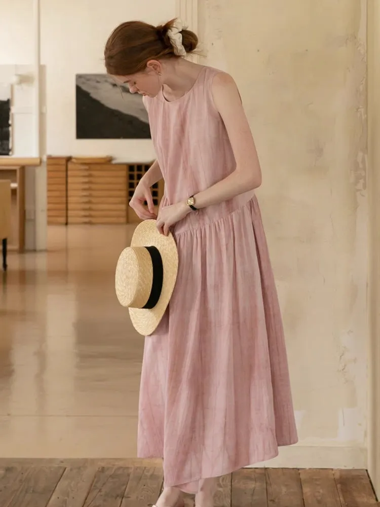 Blush Rustic Linen Midi Dress