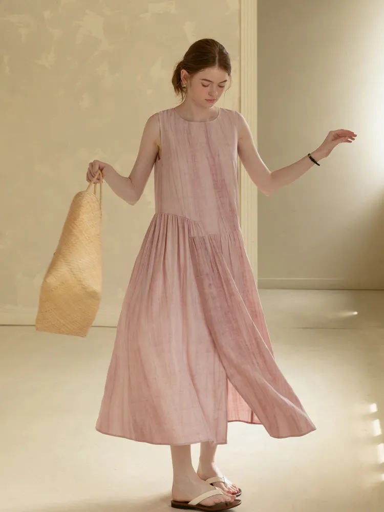 Blush Rustic Linen Midi Dress
