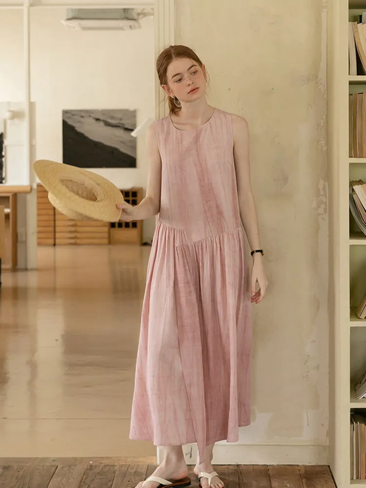 Blush Rustic Linen Midi Dress