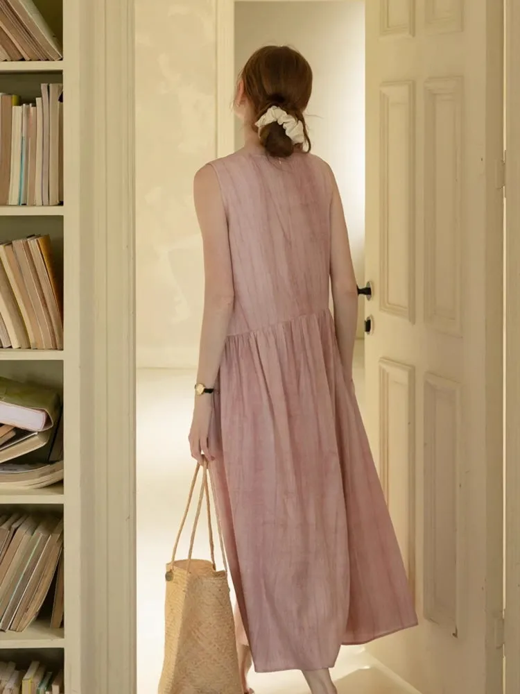 Blush Rustic Linen Midi Dress