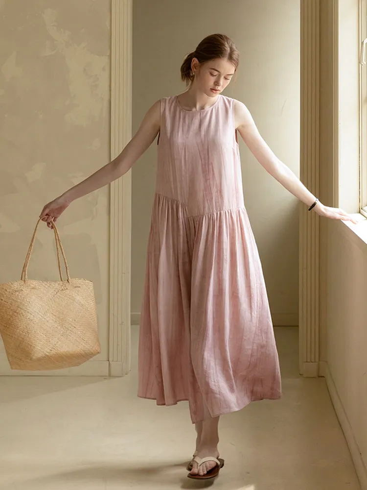 Blush Rustic Linen Midi Dress