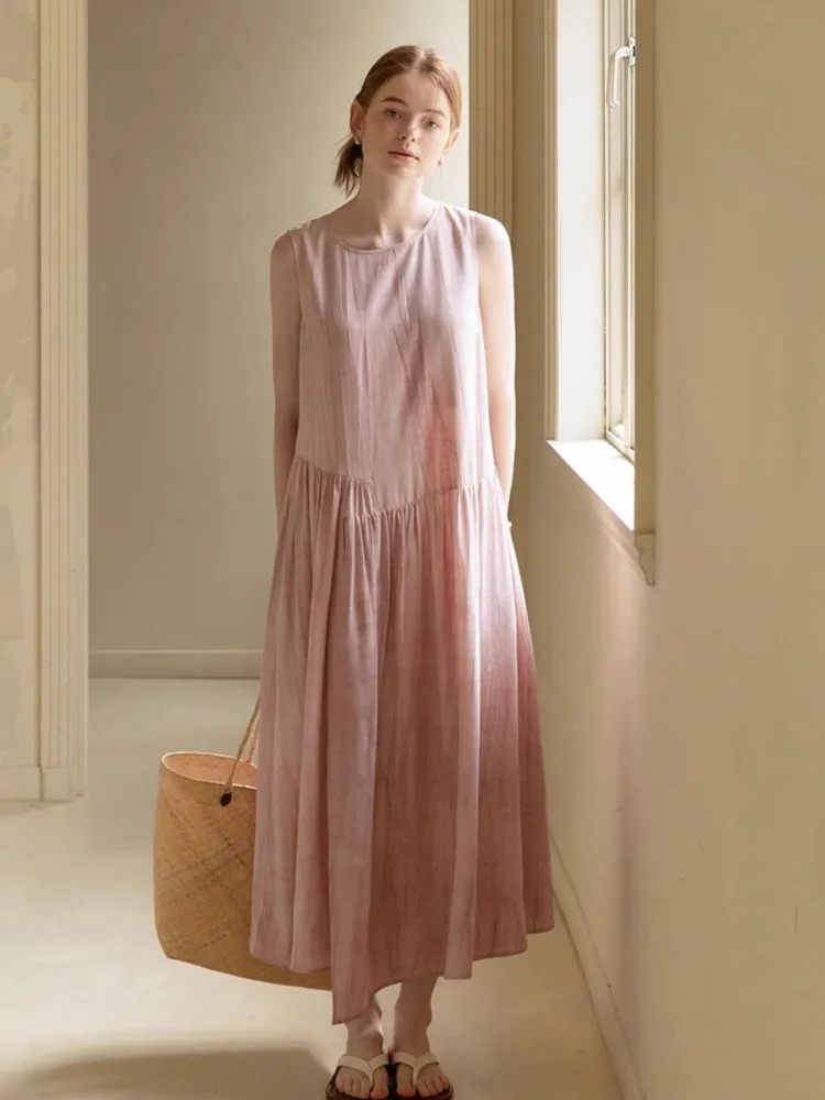 Blush Rustic Linen Midi Dress