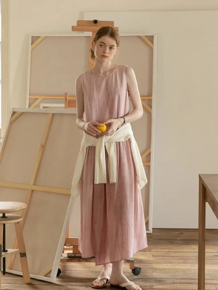 Blush Rustic Linen Midi Dress