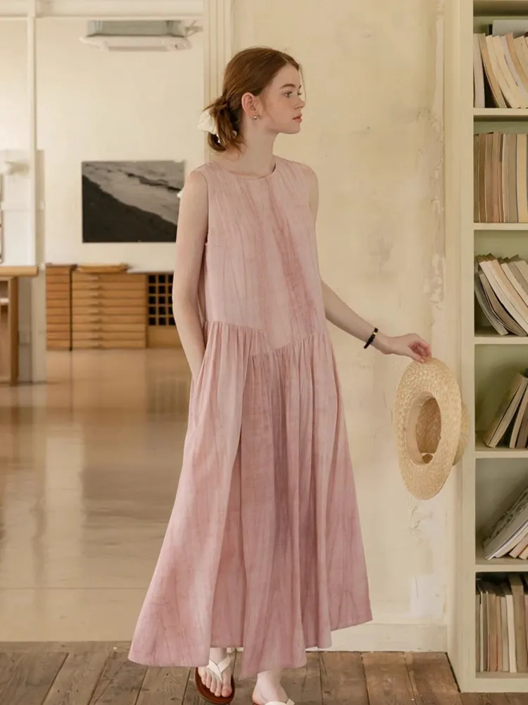 Blush Rustic Linen Midi Dress