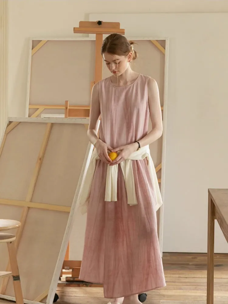 Blush Rustic Linen Midi Dress