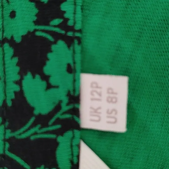 Boden Button Front Jersey Green Bee Tulip Spring  Mini Dress Size 8P (1481)