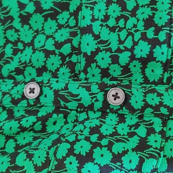 Boden Button Front Jersey Green Bee Tulip Spring  Mini Dress Size 8P (1481)