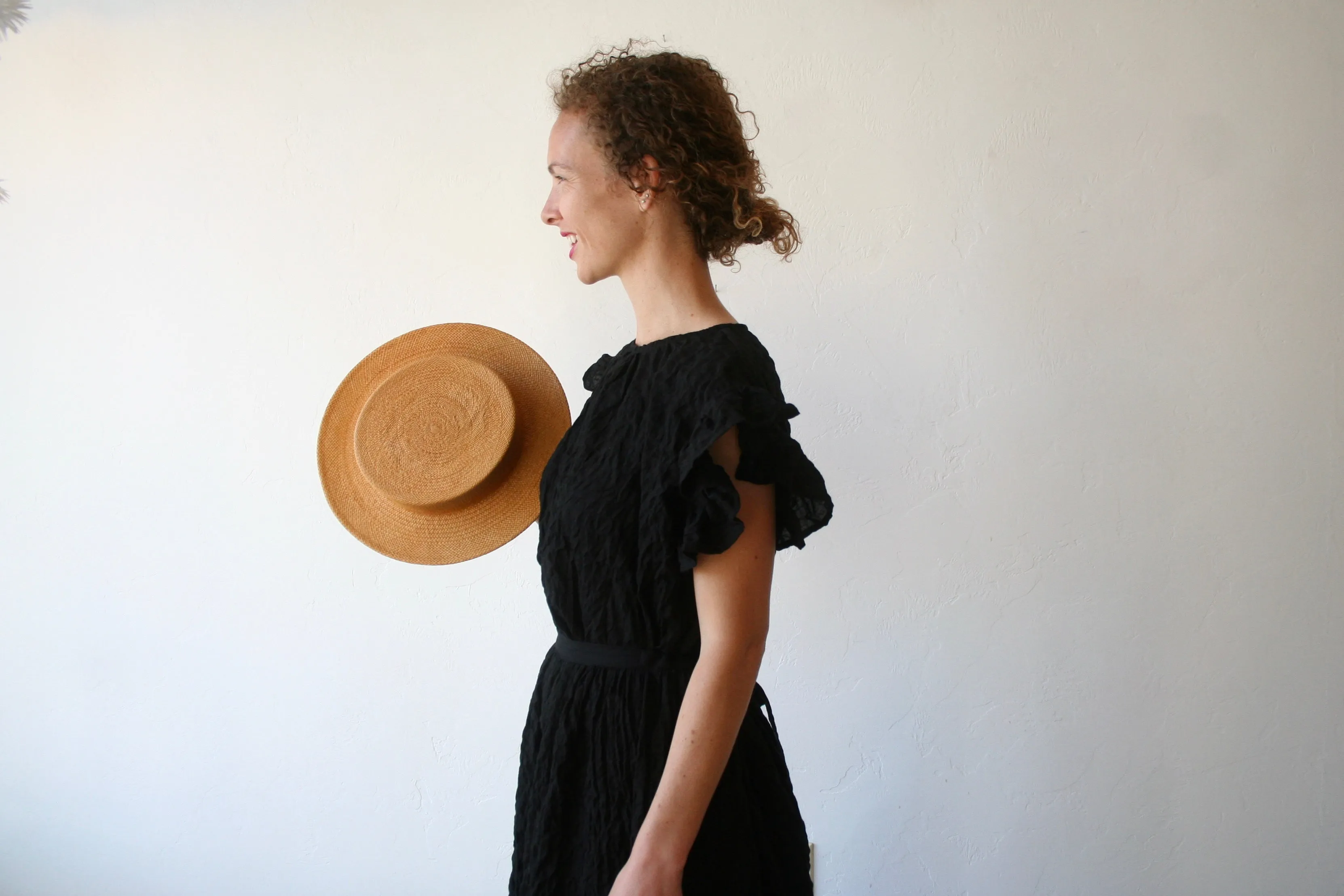 Bon Tie Back Skirt - Black Lightweight Cotton