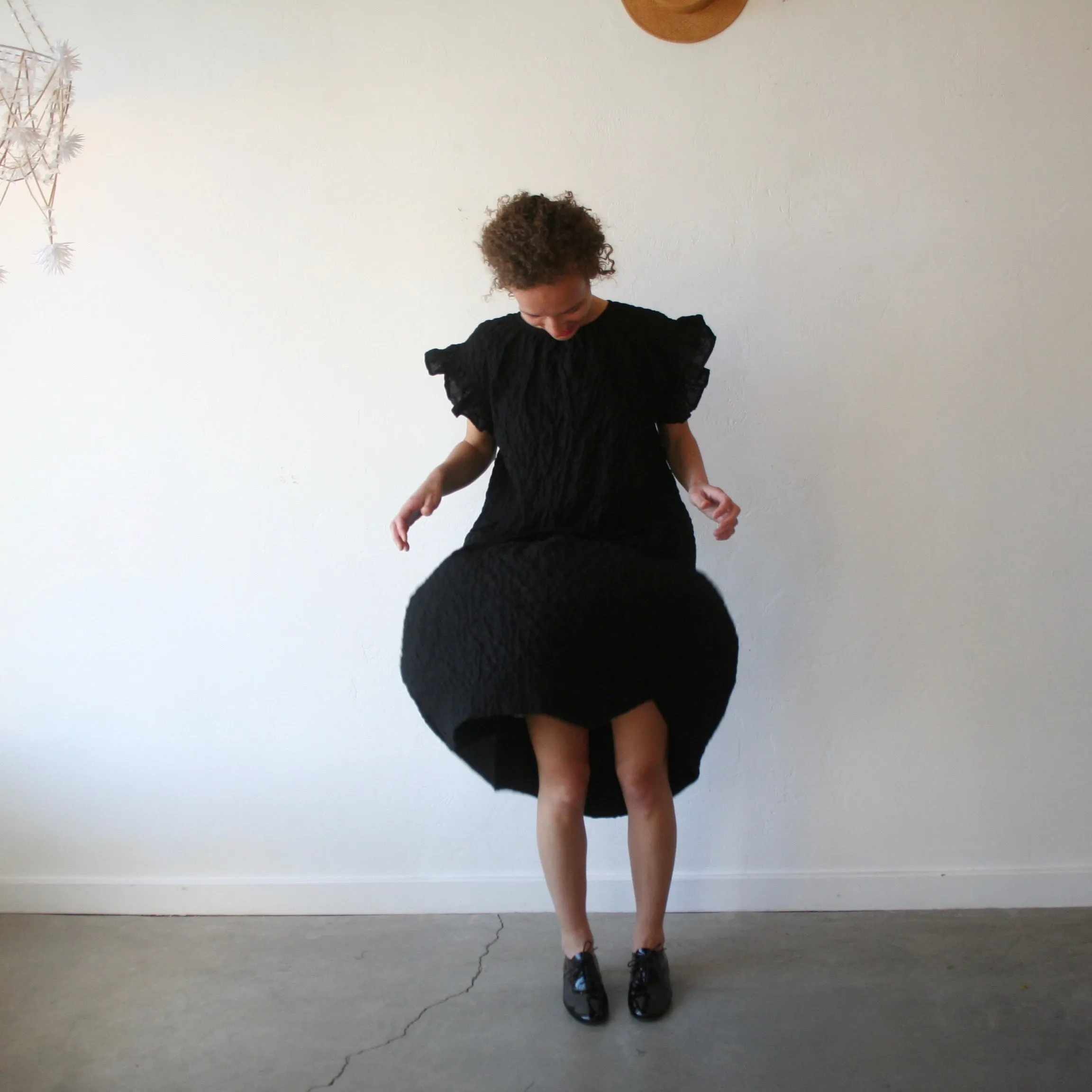 Bon Tie Back Skirt - Black Lightweight Cotton