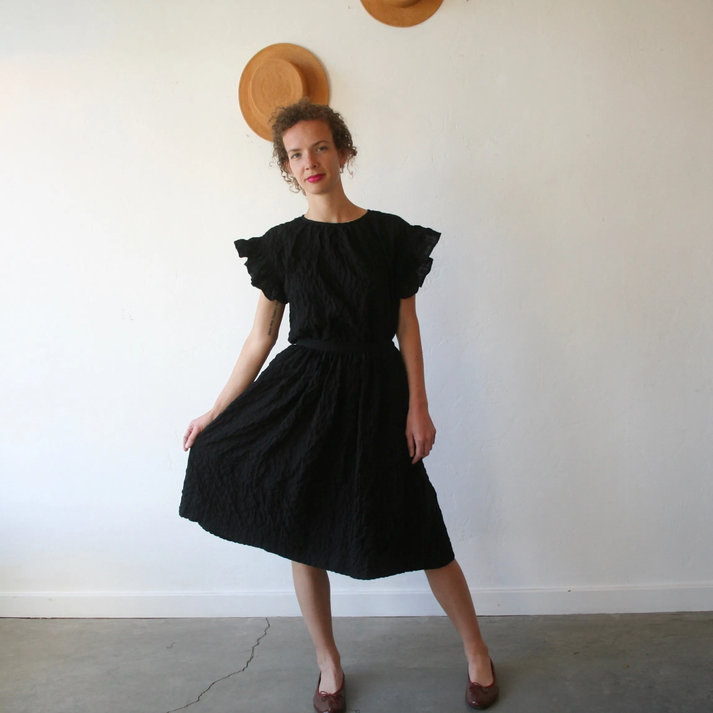 Bon Tie Back Skirt - Black Lightweight Cotton