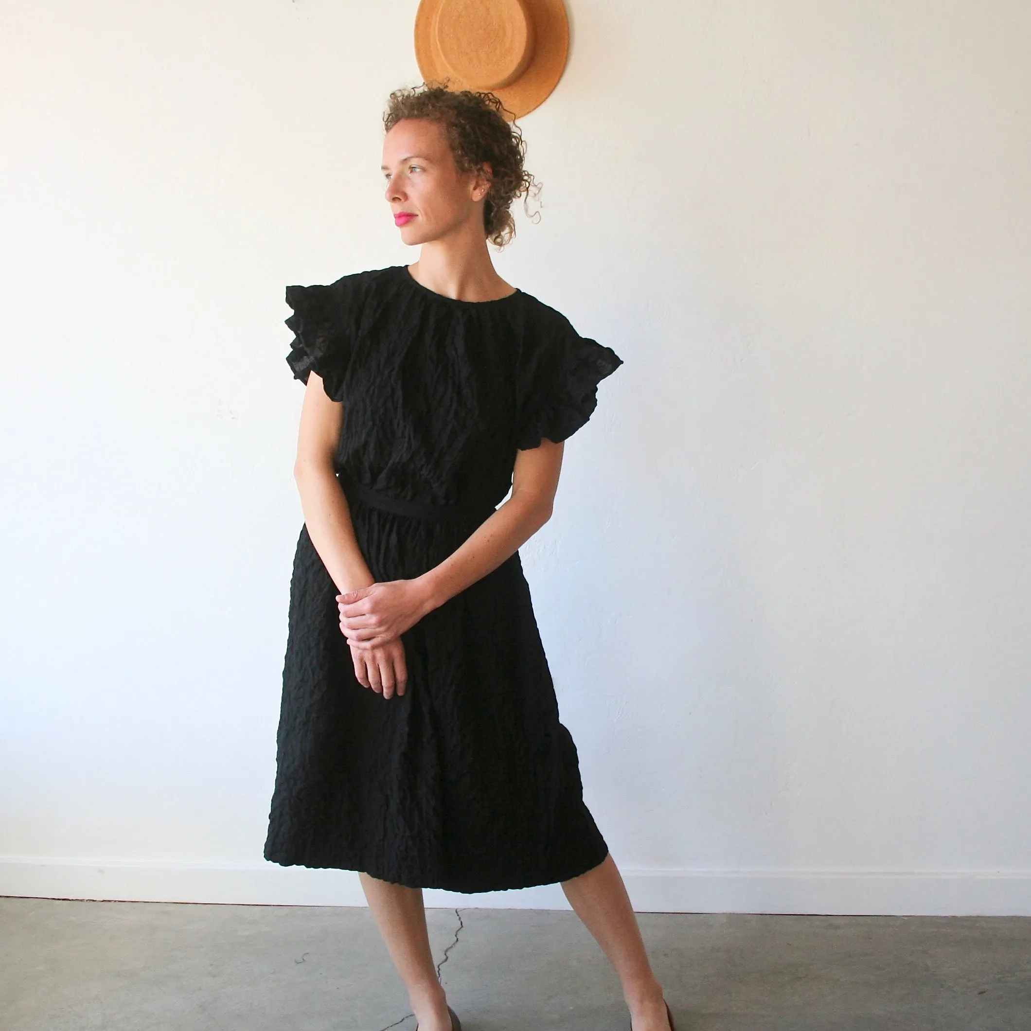 Bon Tie Back Skirt - Black Lightweight Cotton