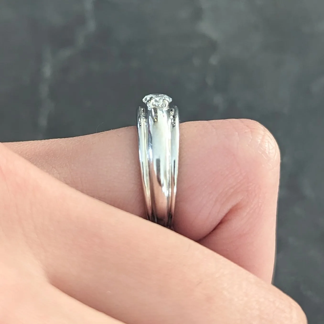 Boucheron French 1990's 0.70 CTW Oval Cut Diamond 18 Karat White Gold Axelle Vintage Solitaire Engagement Ring
