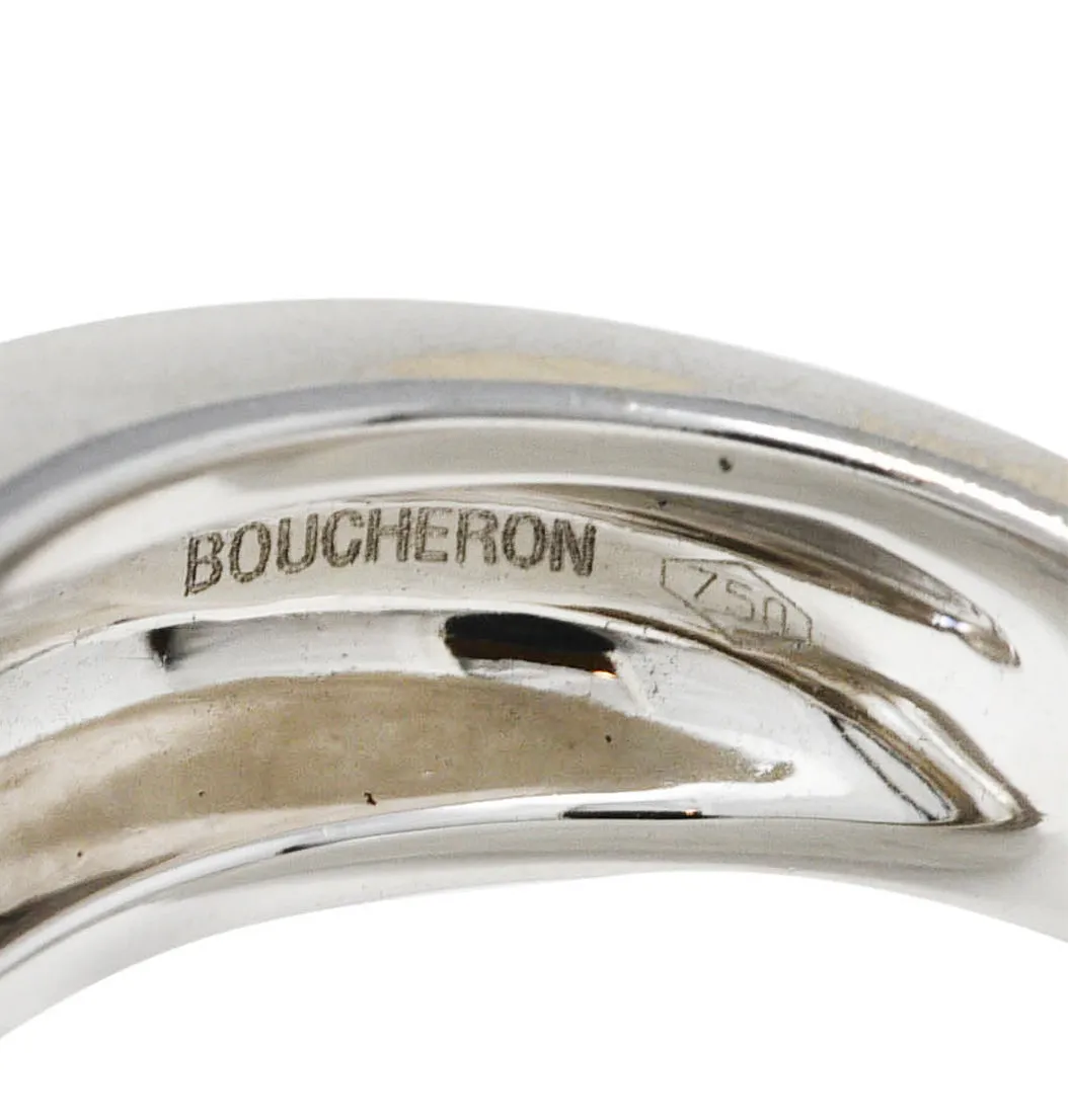 Boucheron French 1990's 0.70 CTW Oval Cut Diamond 18 Karat White Gold Axelle Vintage Solitaire Engagement Ring