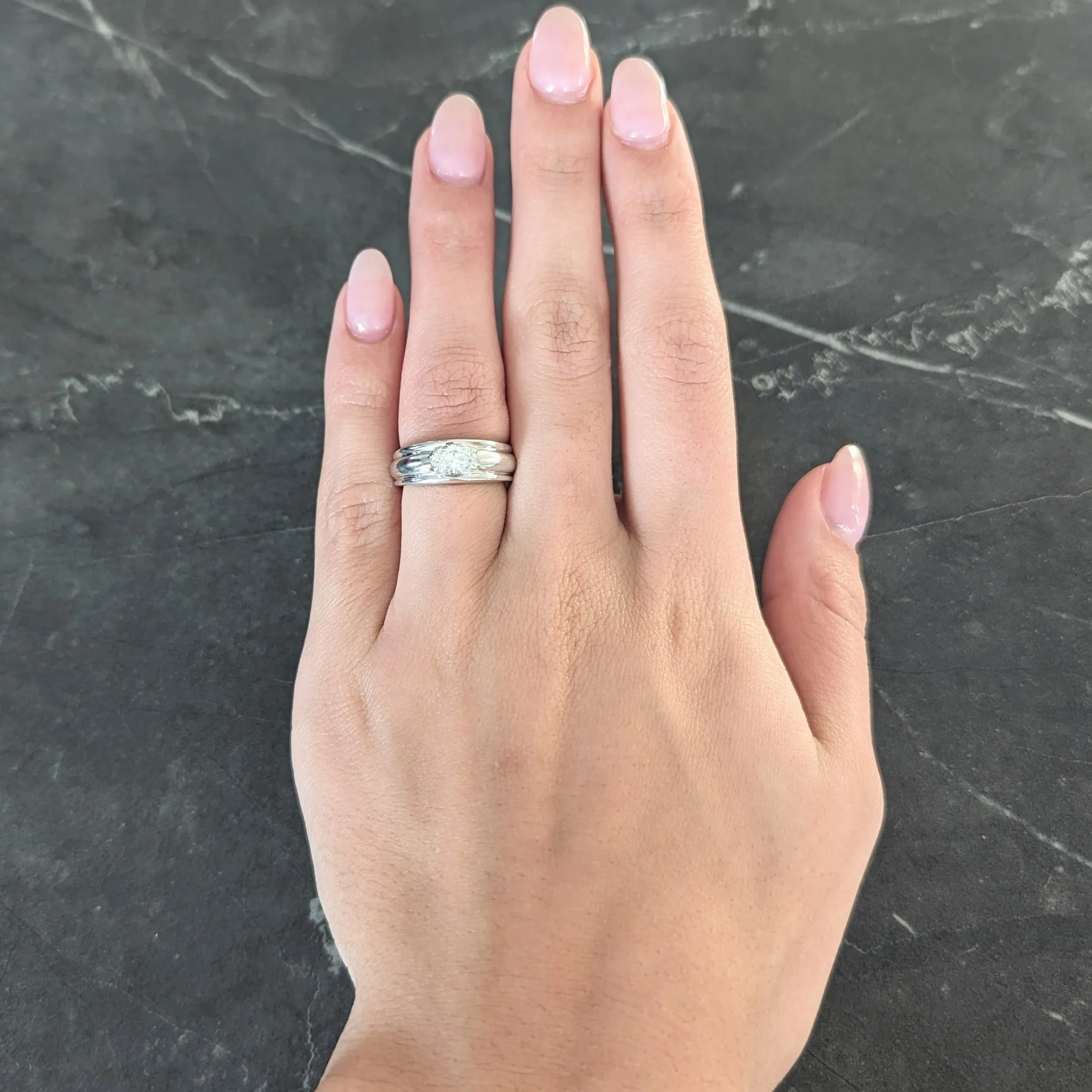 Boucheron French 1990's 0.70 CTW Oval Cut Diamond 18 Karat White Gold Axelle Vintage Solitaire Engagement Ring
