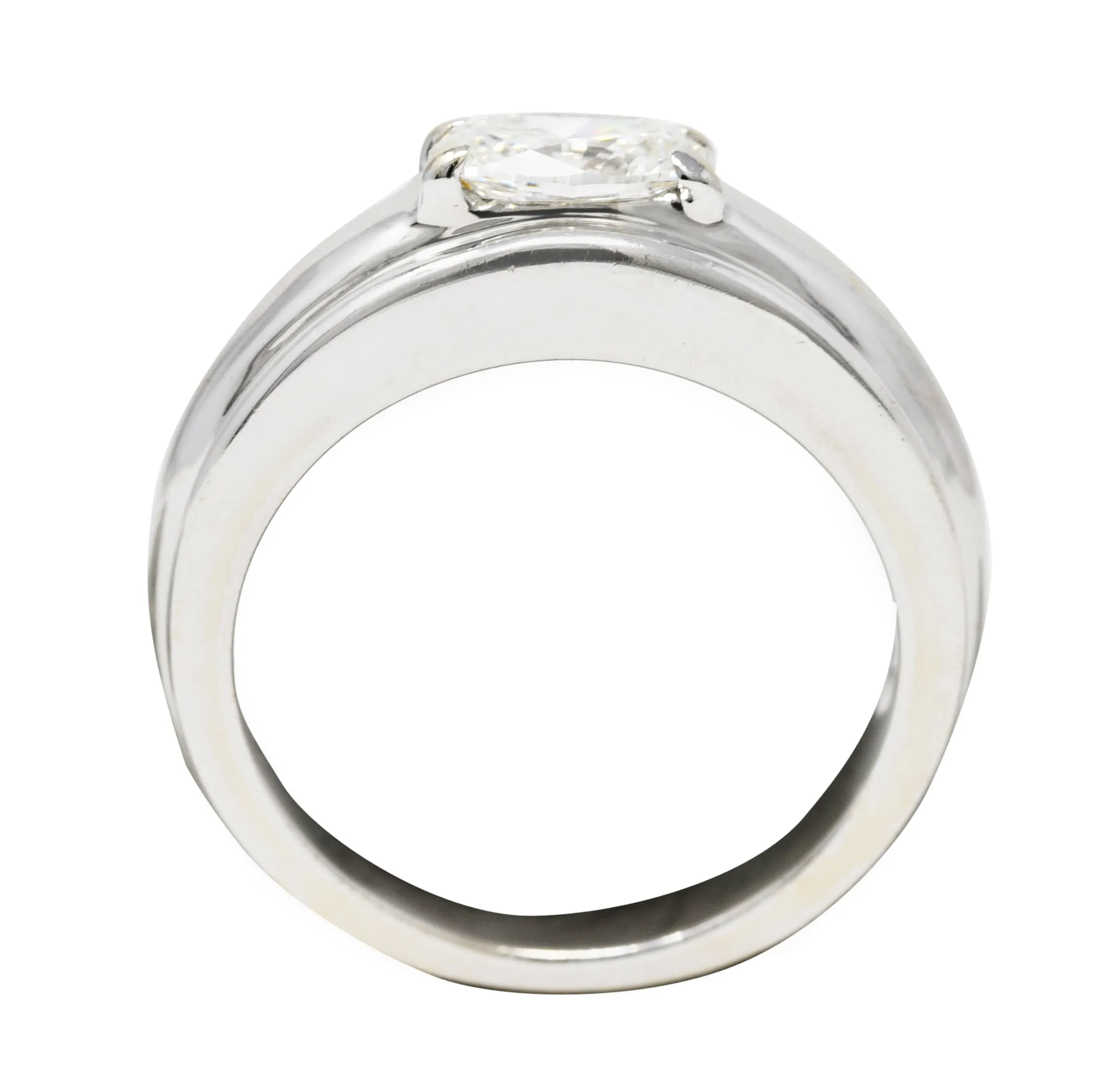 Boucheron French 1990's 0.70 CTW Oval Cut Diamond 18 Karat White Gold Axelle Vintage Solitaire Engagement Ring