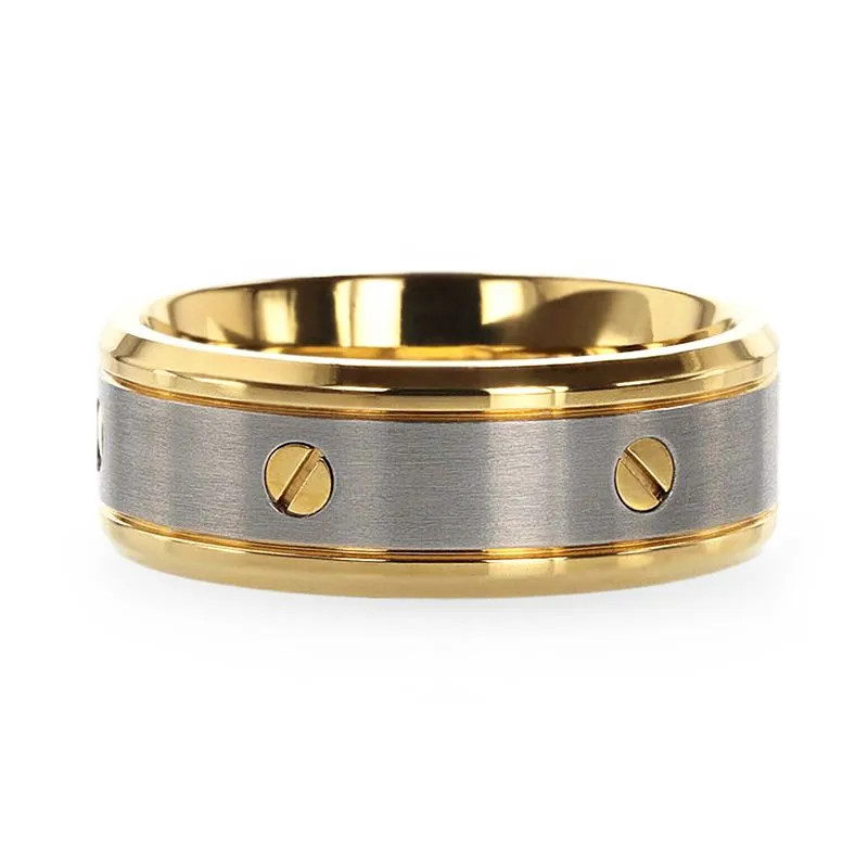 BOUNDLESS Gold-Plated Titanium Flat Brushed Center With Rotating Screw Design And Beveled Polished Edges