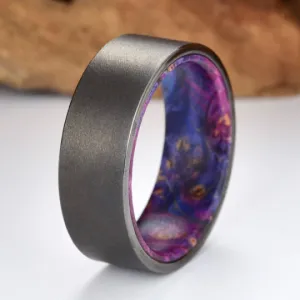 Box Elder Wood Gun Metal Grey Tungsten Men's Wedding Band 8MM