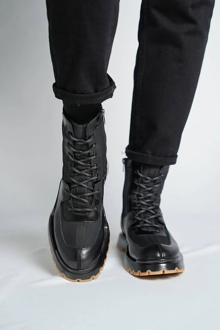 Brabion MarcoLeather Black Boots for Men