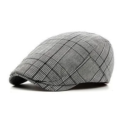 British Style Adjustable Plaid Flat Cap