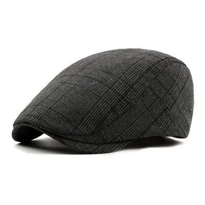 British Style Adjustable Plaid Flat Cap