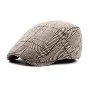 British Style Adjustable Plaid Flat Cap