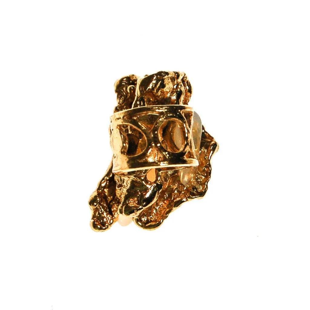 Brutalist Modern Peach Agate Statement Ring