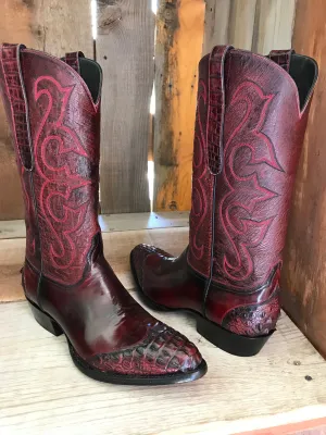 Burgundy Brush Off Calf / Crocodile  Falconhead Classic Boot 3837
