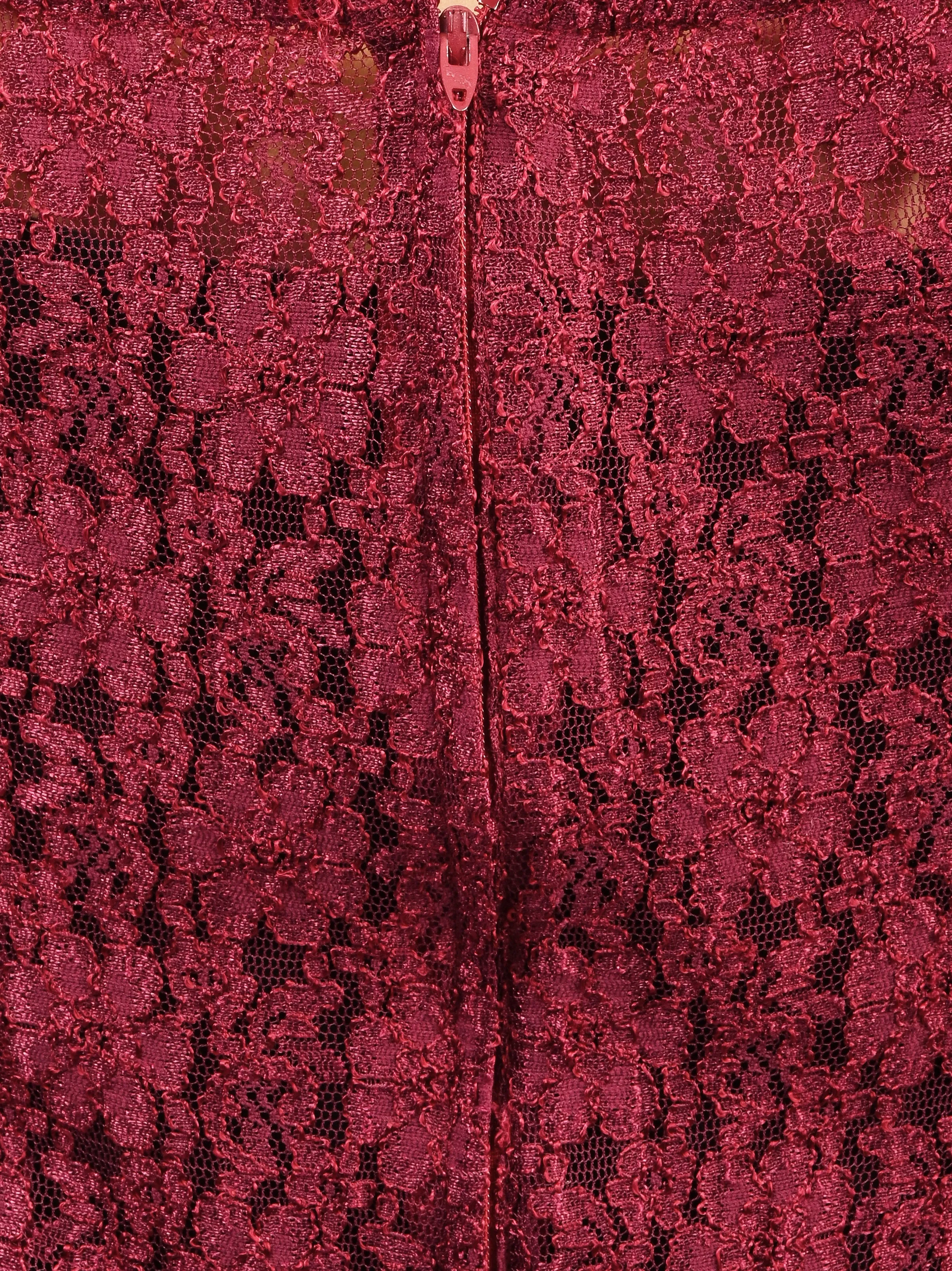 Burgundy Lace Mini Dress