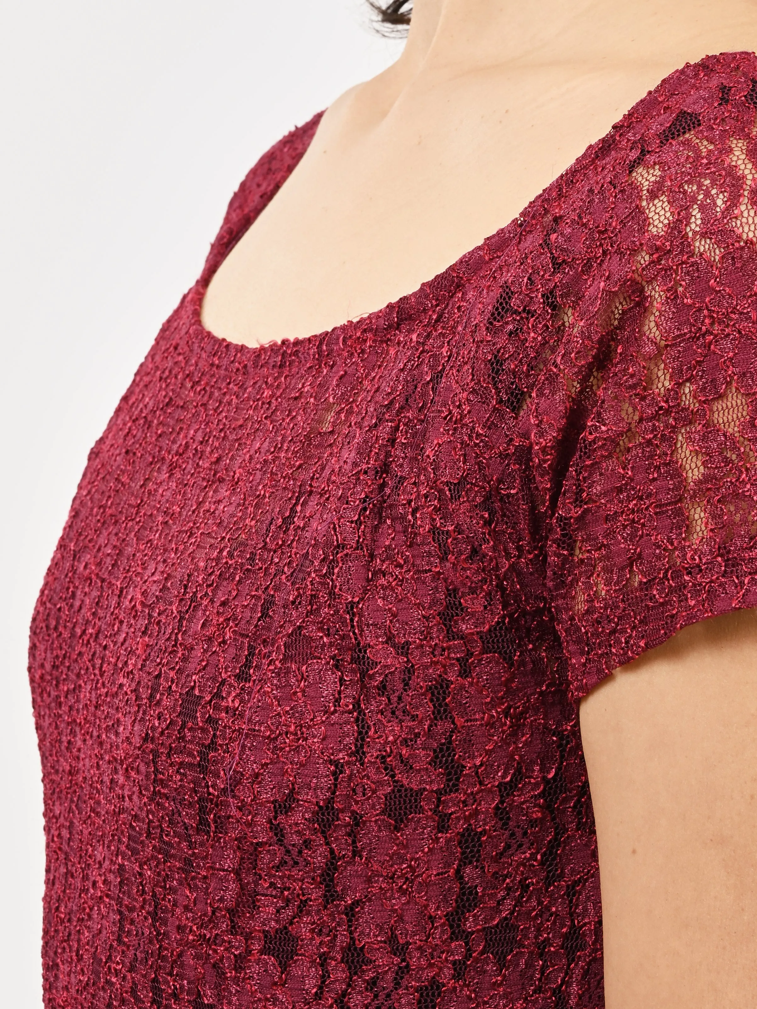 Burgundy Lace Mini Dress
