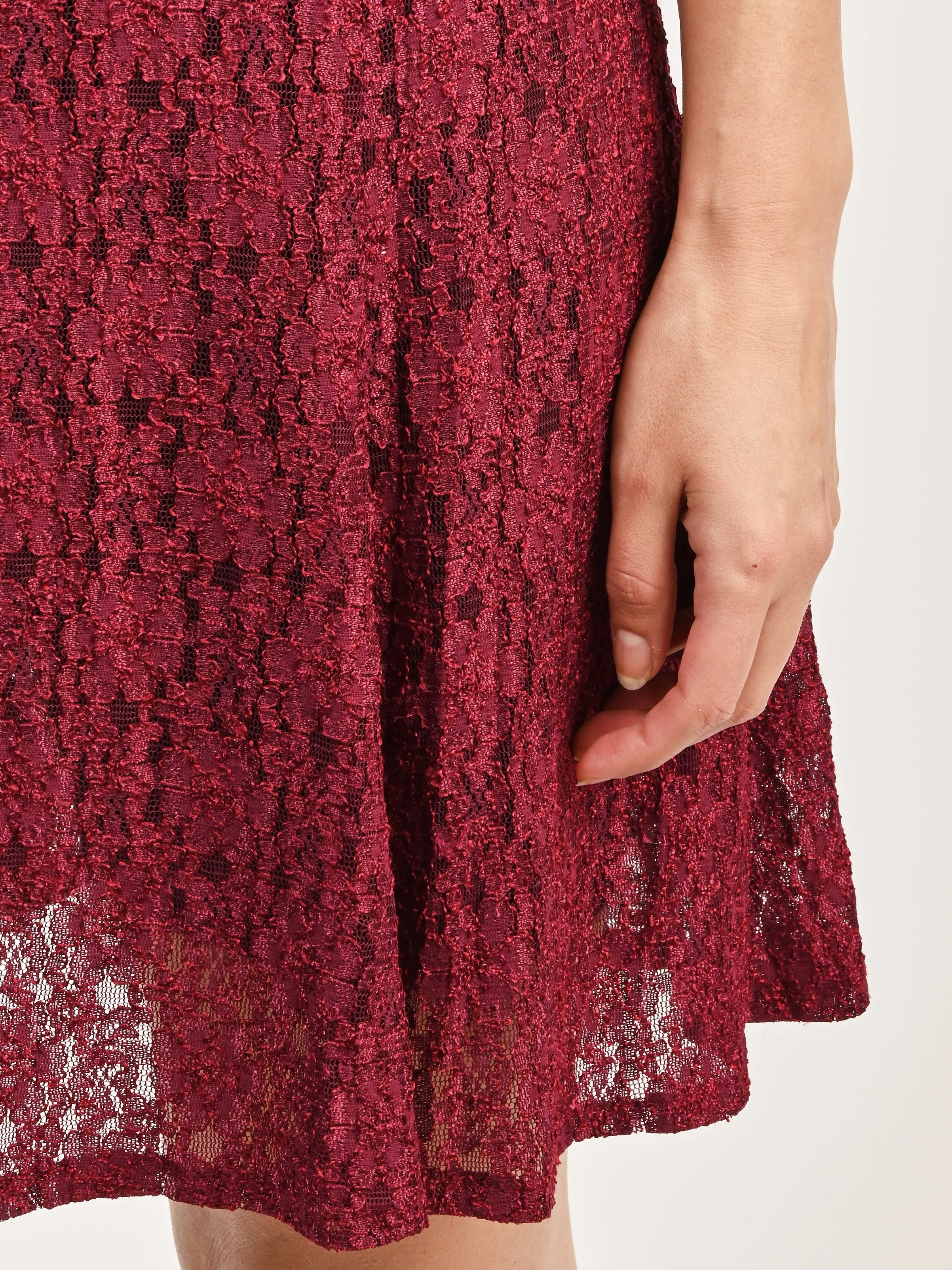 Burgundy Lace Mini Dress