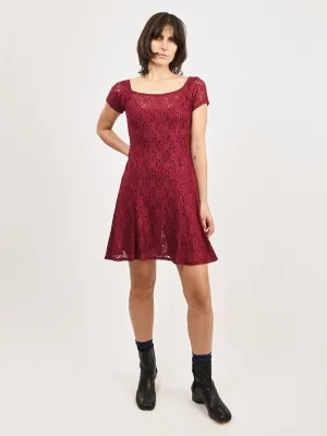 Burgundy Lace Mini Dress
