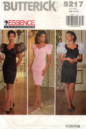 Butterick 5217 Womens Puffy Sleeved Prom Evening Formal Dress 1990s Vintage Sewing Pattern Size 6 - 12