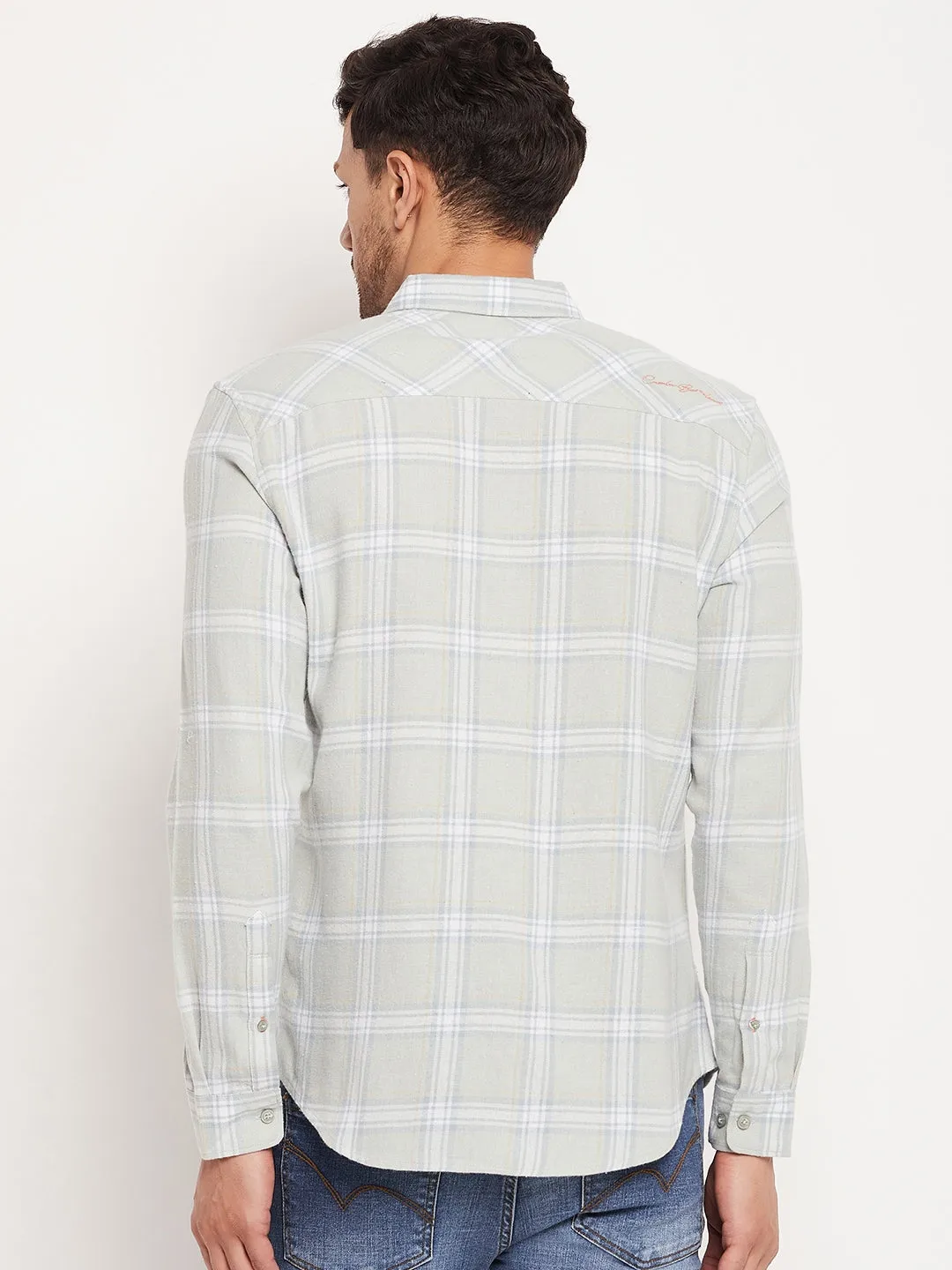 Camla Barcelona Chequered Grey Shirt For Men