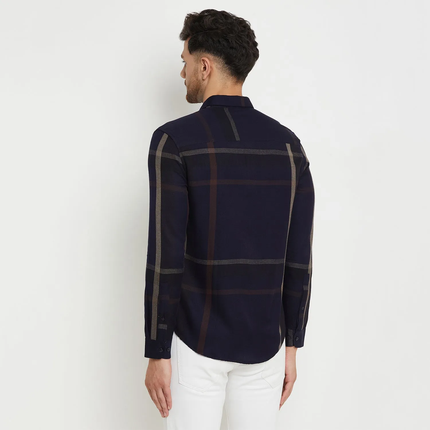 Camla Barcelona Chequered Navy Blue Shirt