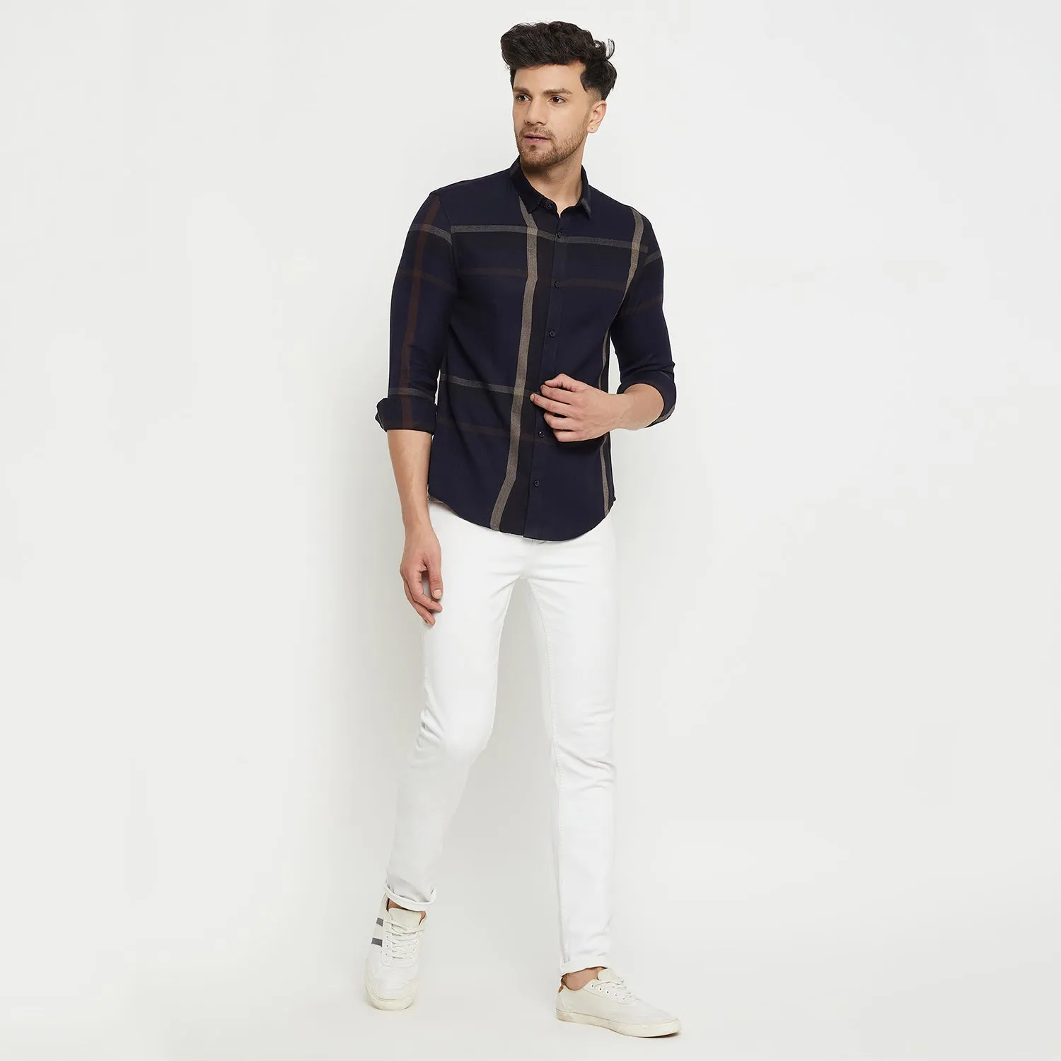 Camla Barcelona Chequered Navy Blue Shirt