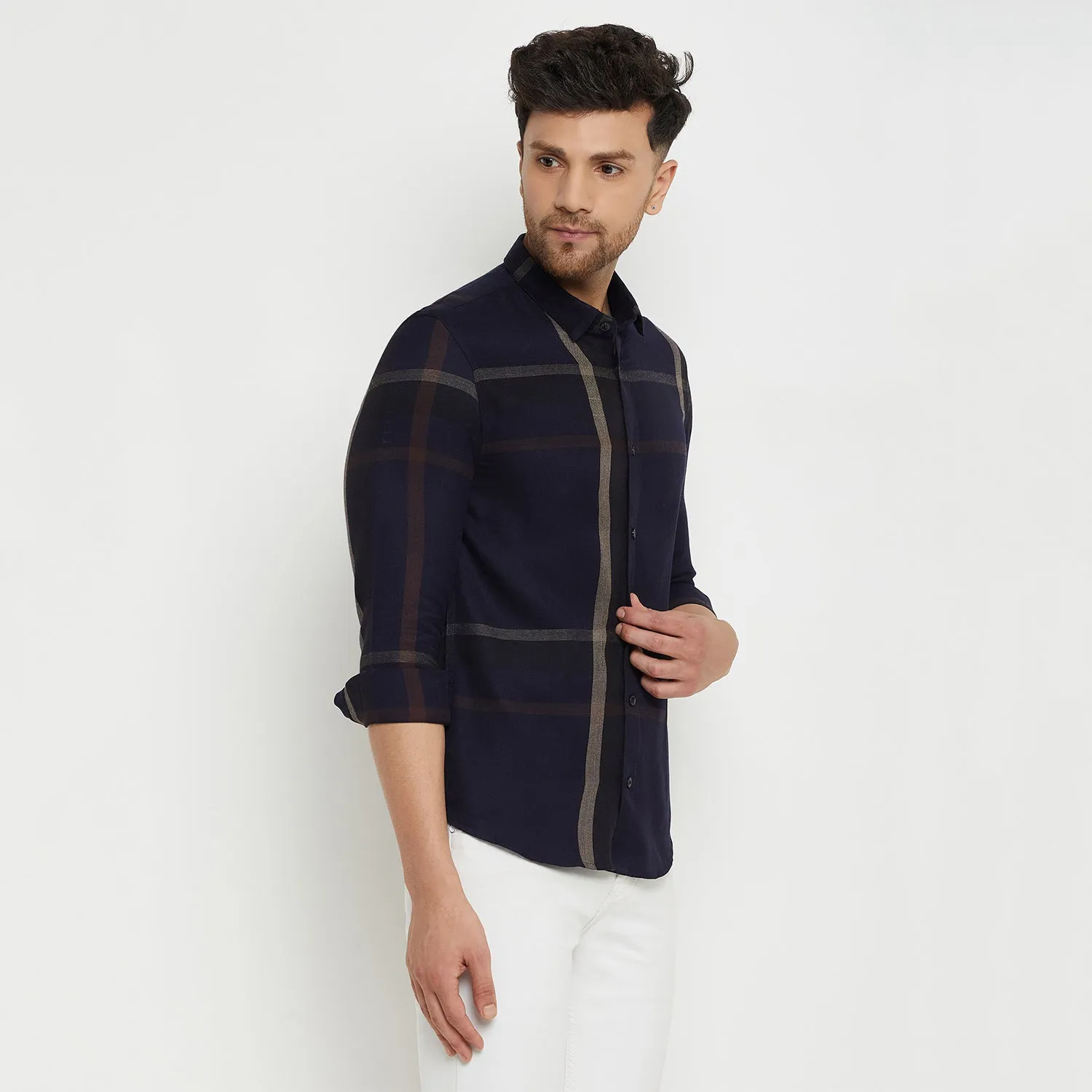 Camla Barcelona Chequered Navy Blue Shirt