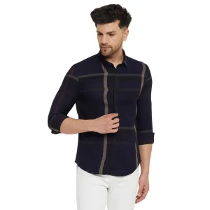 Camla Barcelona Chequered Navy Blue Shirt
