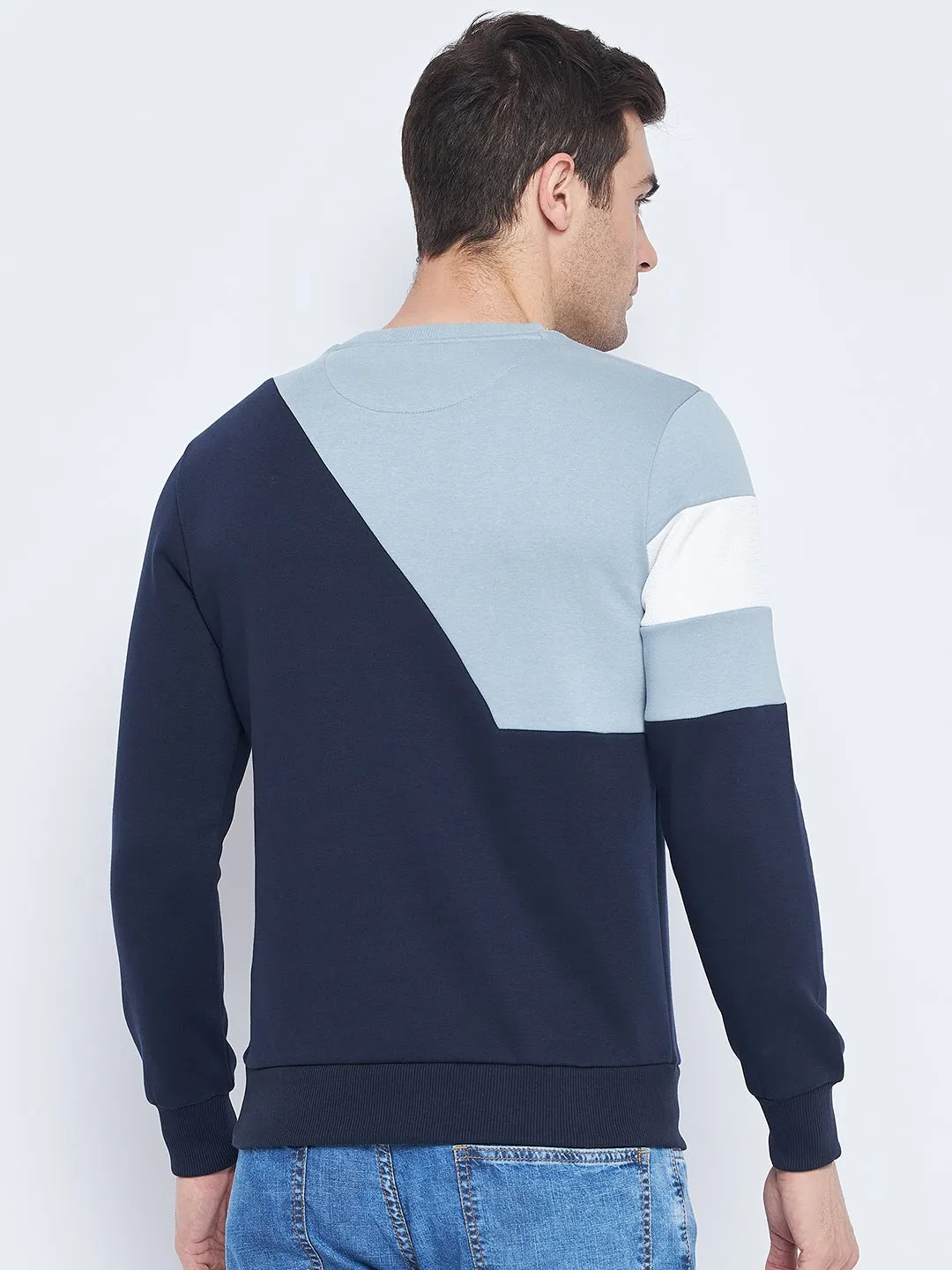 Camla Barcelona Men'S Colourblocked Navy Blue Sweatshirt