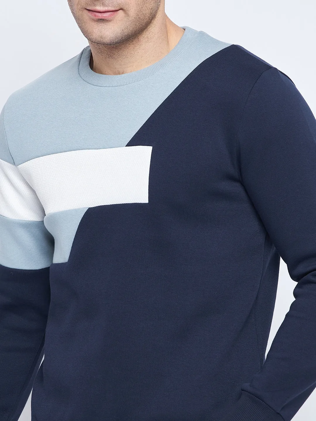 Camla Barcelona Men'S Colourblocked Navy Blue Sweatshirt