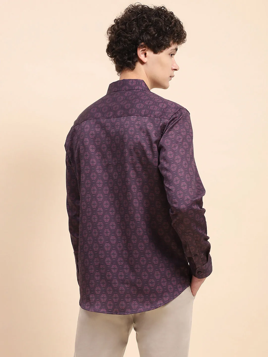 Camla Barcelona Printed Wine Button Down Shirt